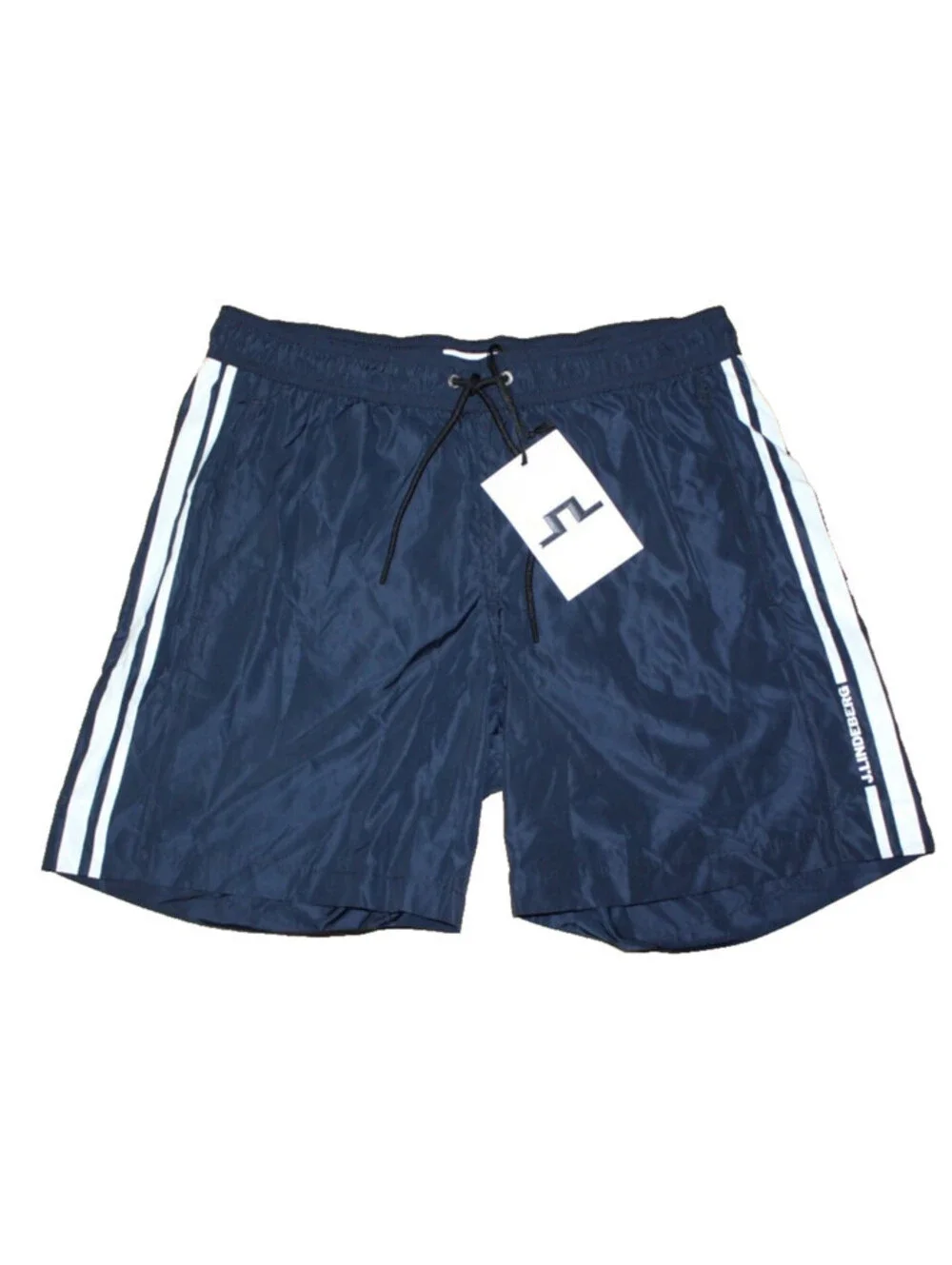 NEW J. Lindeberg Delta Stripe Swim Shorts Trunks Blue / White MEDIUM Lined NWT